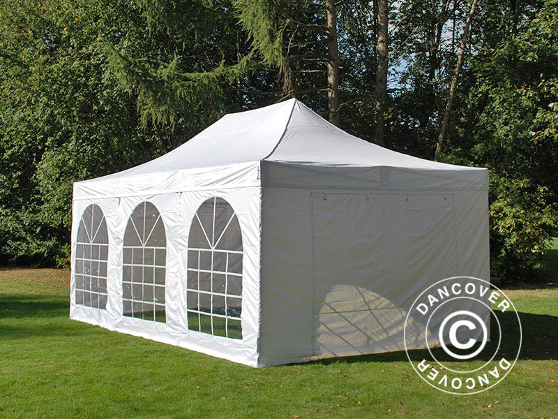 Pop up gazebo FleXtents PRO Vintage Style 4x6 m White, incl. 8 sidewalls