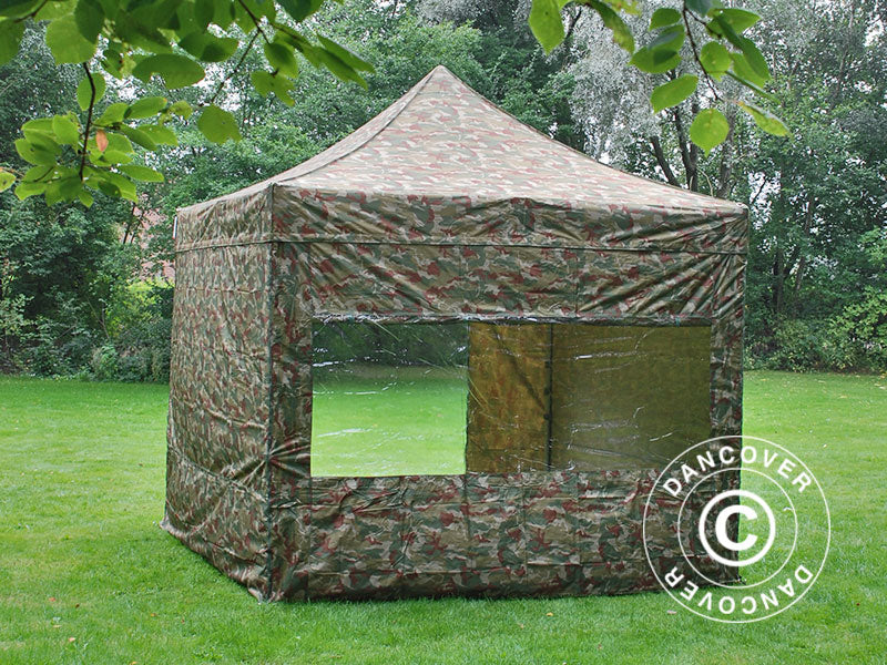 Pop up gazebo FleXtents PRO Steel 3x3 m Camouflage/Military, incl. 4 sidewalls