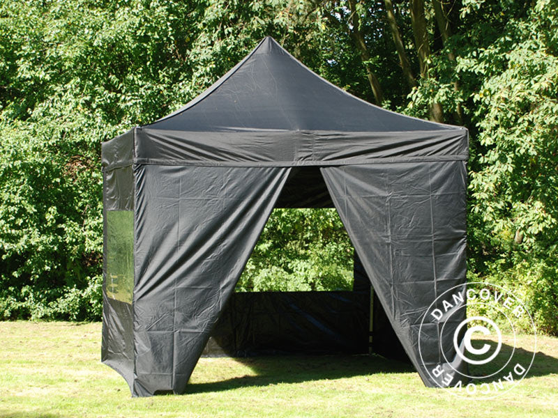 Pop up gazebo FleXtents PRO Steel 3x3 m Black, incl. 4 sidewalls