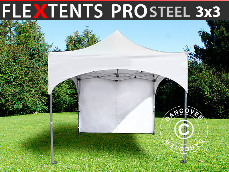 Pop up gazebo FleXtents PRO Steel "Arched" 3x3 m White, incl. 4 sidewalls