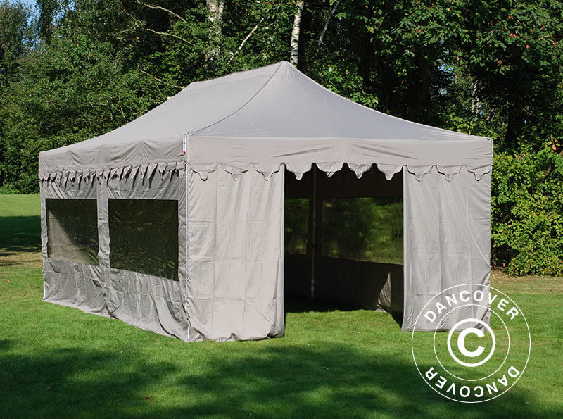 Pop up gazebo FleXtents PRO Steel "Morocco" 4x8 m Latte, incl. 6 sidewalls