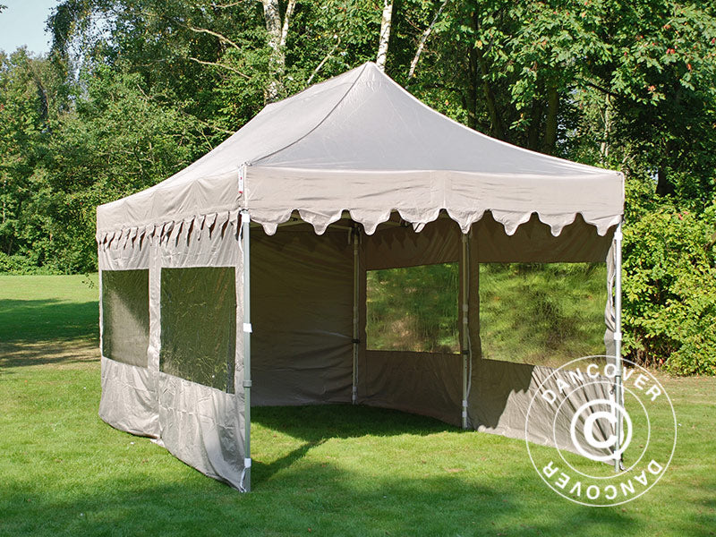 Pop up gazebo FleXtents PRO Steel "Morocco" 3x6 m Latte, incl. 6 sidewalls