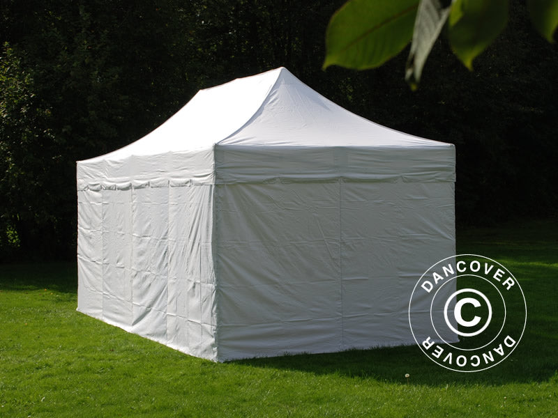 Pop up gazebo FleXtents PRO Steel "Peaked" 3x6 m White, incl. 6 sidewalls
