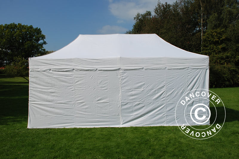 Pop up gazebo FleXtents PRO Steel "Peaked" 3x6 m White, incl. 6 sidewalls