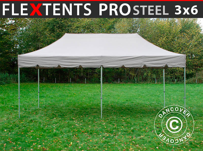 Pop up gazebo FleXtents PRO Steel "Peaked" 3x6 m Latte