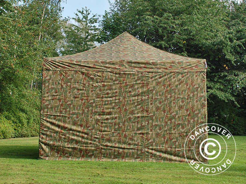 Pop up gazebo FleXtents PRO Steel 4x4 m Camouflage/Military, incl. 4 sidewalls