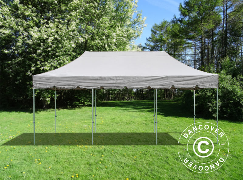 Pop up gazebo FleXtents PRO Steel "Peaked" 4x6 m Latte, incl. 8 sidewalls