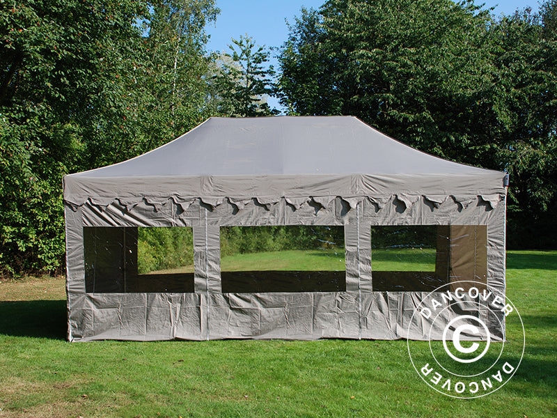 Pop up gazebo FleXtents PRO Steel "Morocco" 4x6 m Latte, incl. 8 sidewalls