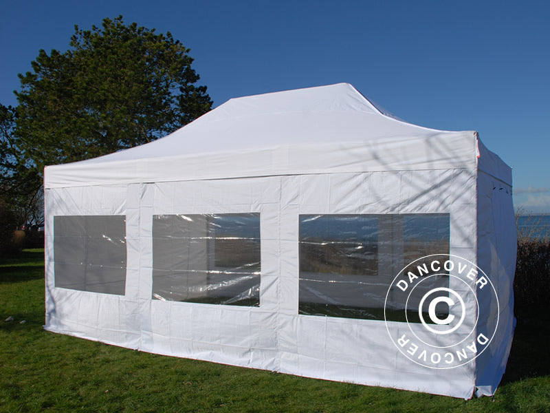 Pop up gazebo FleXtents PRO Steel 4x6 m White, Flame retardant, incl. 8 sidewalls