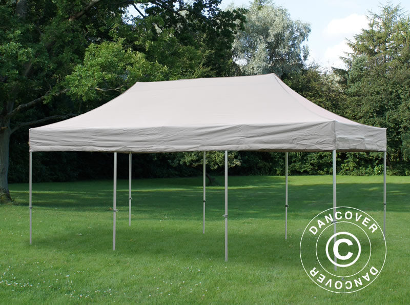 Pop up gazebo FleXtents PRO Steel 4x6 m Latte, incl. 8 decorative curtains
