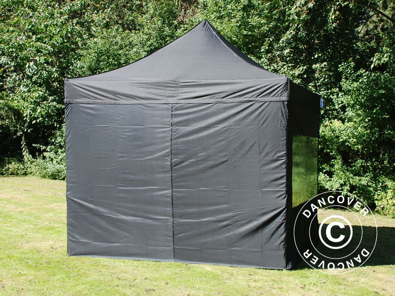 Pop up gazebo FleXtents Steel 3x3 m Black, incl. 4 sidewalls