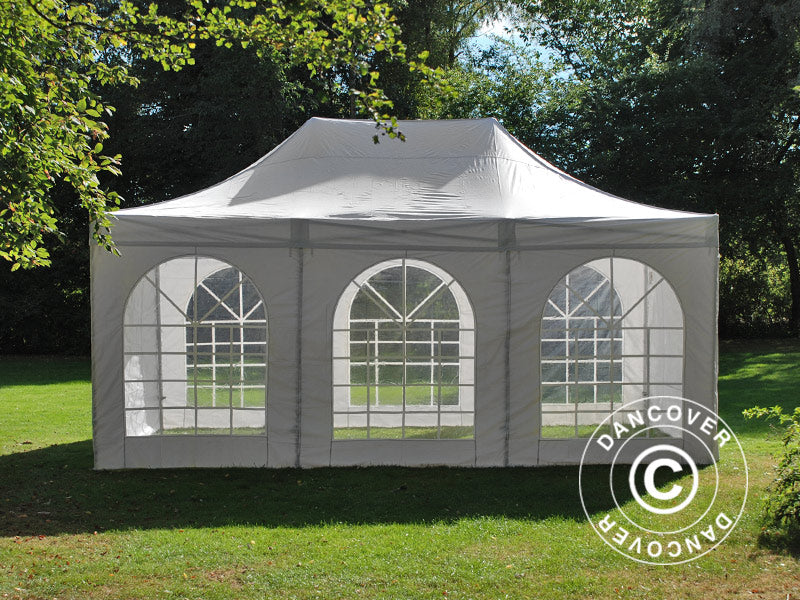Pop up gazebo FleXtents Steel 3x4.5 m, White, incl. 4 sidewalls