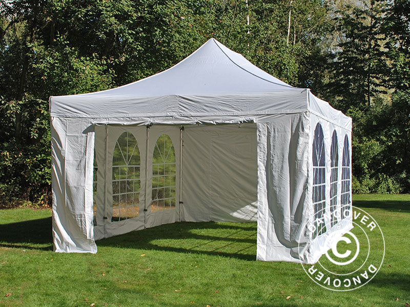 Pop up gazebo FleXtents Steel 3x4.5 m, White, incl. 4 sidewalls