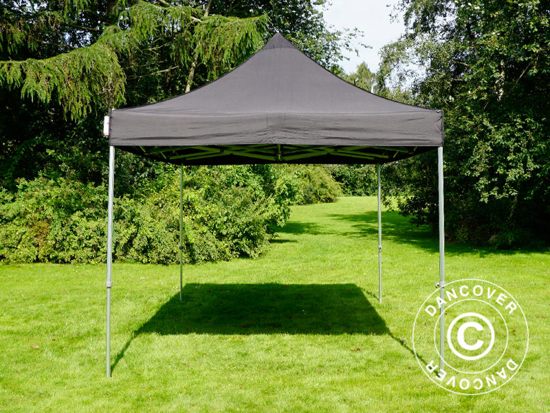 Pop up gazebo FleXtents Steel 3x4.5 m, Black, incl. 4 decorative curtains