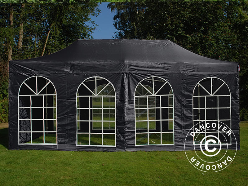 Pop up gazebo FleXtents Steel 3x6 m Black, incl. 4 sidewalls