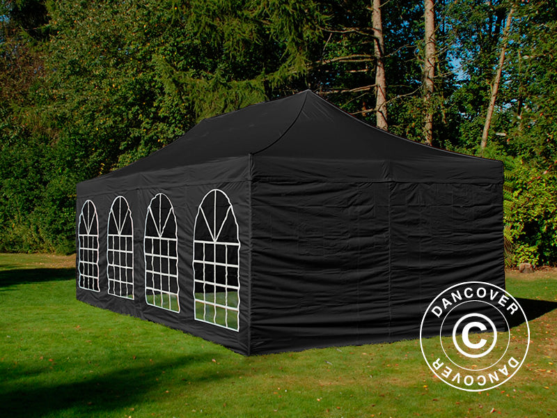 Pop up gazebo FleXtents Steel 4x8 m Black, incl. 4 sidewalls