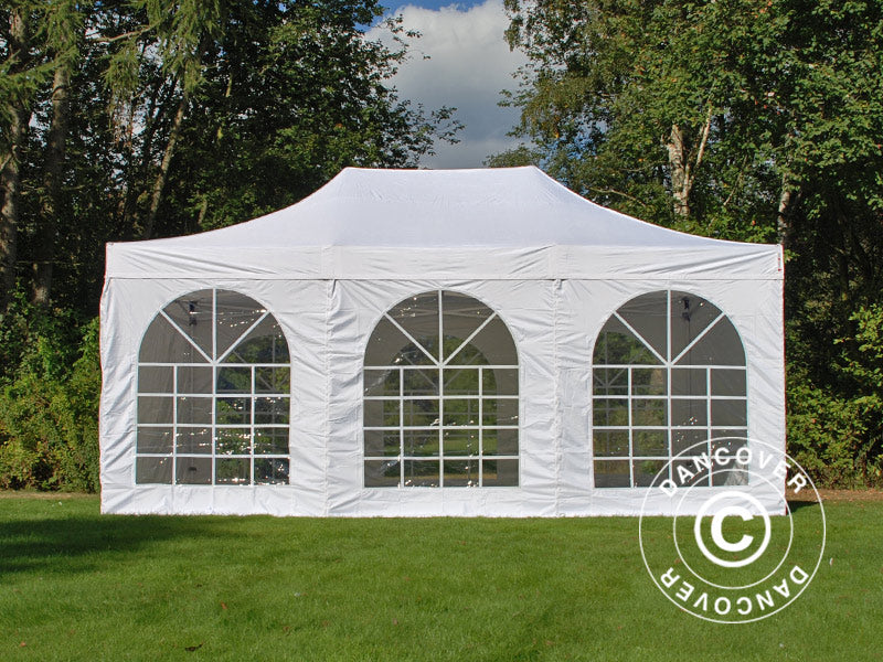 Pop up gazebo FleXtents Steel 8x6 m White, incl. 8 sidewalls