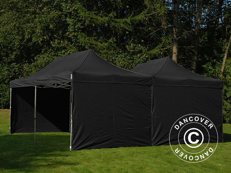 Pop up gazebo FleXtents Steel 8x8 m Black, incl. 8 sidewalls