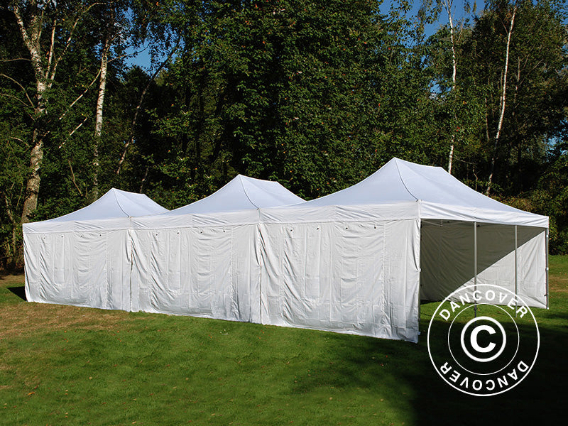 Pop up gazebo FleXtents® Steel 12x6 m White, incl. 8 sidewalls