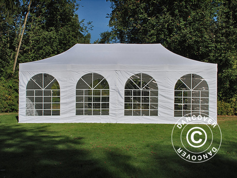 Pop up gazebo FleXtents® Steel 16x8 m White, incl. 10 sidewalls