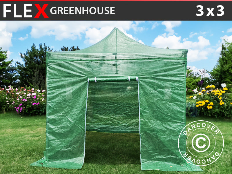 FleX Greenhouse 3x3 m, PE, Transparent/Green