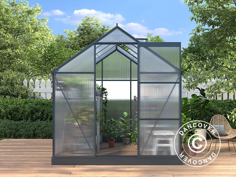Greenhouse Polycarbonate 4.75 m², 1.9x2,5x2.05 m w/base, Black