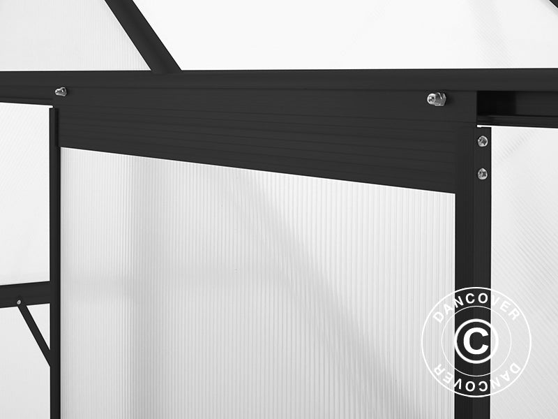 Greenhouse Polycarbonate 4.75 m², 1.9x2,5x2.05 m w/base, Black