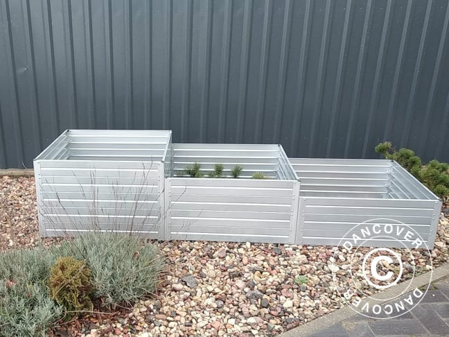 Raised Garden Bed, 0.75x2.25x0.3/0.4/0.5 m, Silver