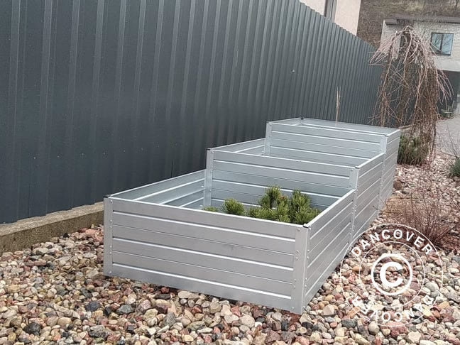 Raised Garden Bed, 0.75x2.25x0.3/0.4/0.5 m, Silver