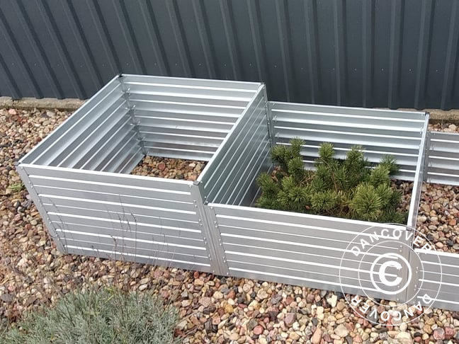 Raised Garden Bed, 0.75x2.25x0.3/0.4/0.5 m, Silver