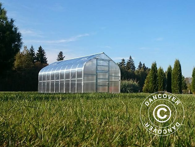 Greenhouse polycarbonate TITAN Dome 320, 30 m², 2.5x12 m, Silver