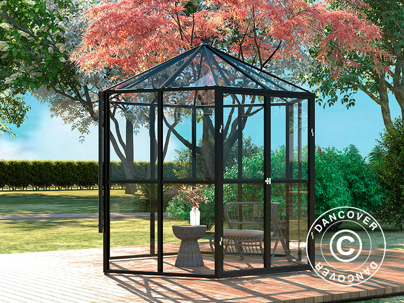 Orangery Hexagonal 2,08x2,4x2,32m w/Base Black