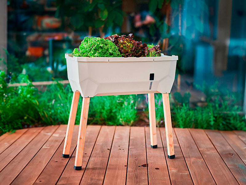 SAMMY SALAD Raised Bed w/WaterTank+Cover LightGrey