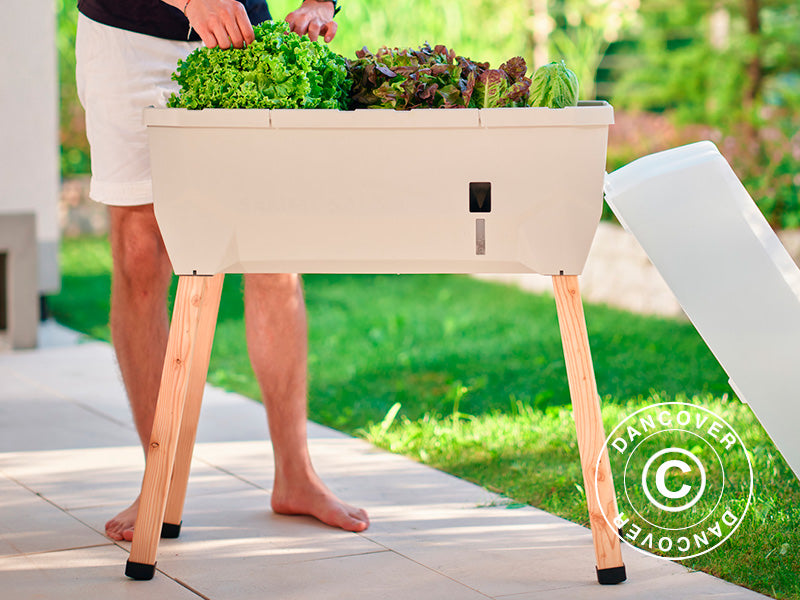 SAMMY SALAD Raised Bed w/WaterTank+Cover LightGrey