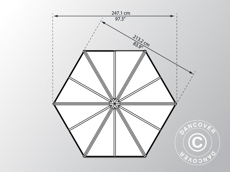 Orangery polycarbonate OASIS, Hexagonal 3.91 m², Palram/Canopia, 2.13x2.47x2.67 m, Anthracite