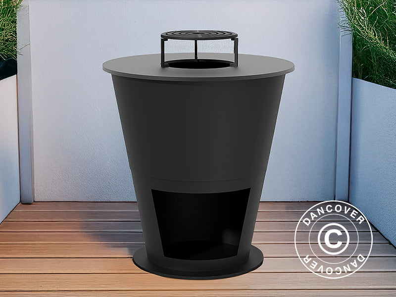 Fire Bowl with wood storage, Ø74.5x80 cm, Black