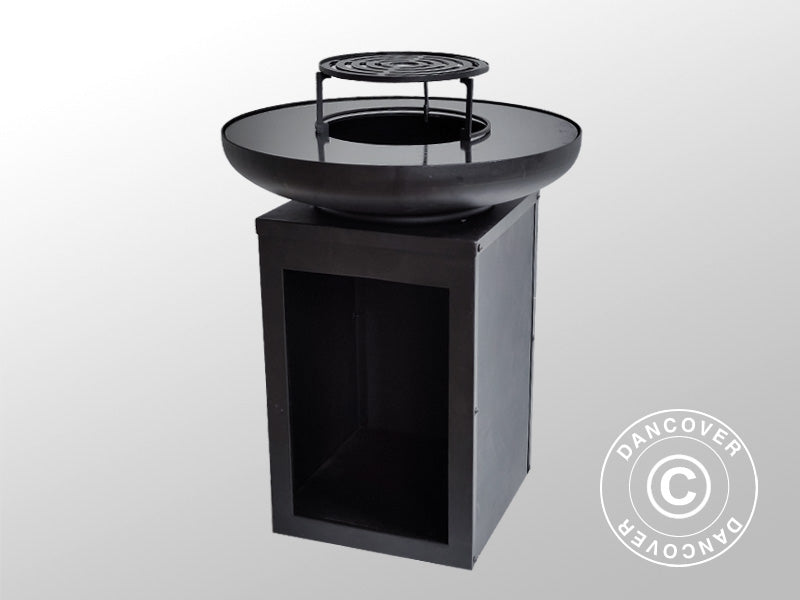 Fire Bowl with Wood Storage, Ø60x73 cm, Black