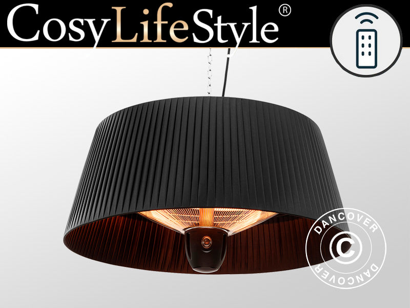Hanging halogen patio heater IKEMA w/RC, 1500W, Black