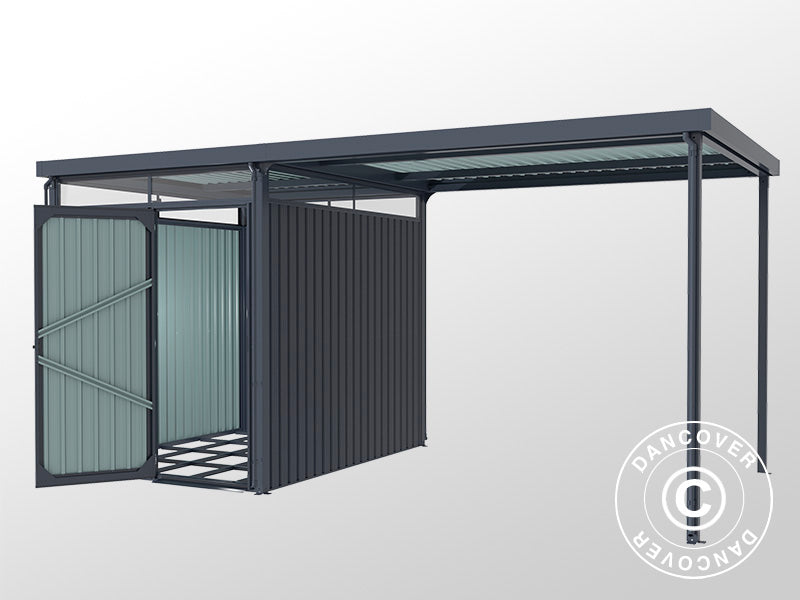 Garden shed w/skylight + overhang, 4.9x2.45x2.26 m, 12.0 m², Anthracite