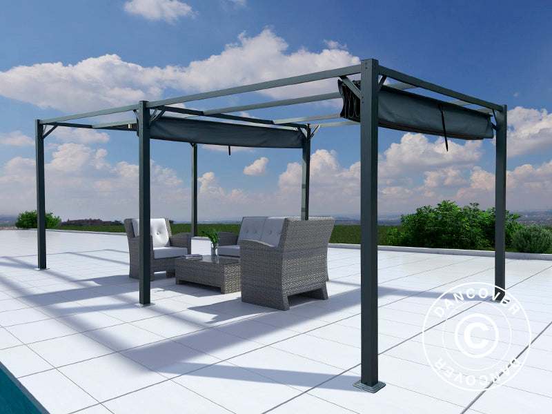 Pergola gazebo Santa Cruz, 4x8 m, Dark grey