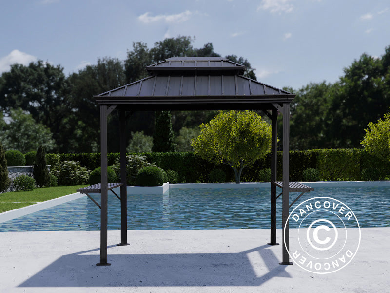 BBQ Gazebo San Antonio Alu+, 2.4x1.8 m, Black