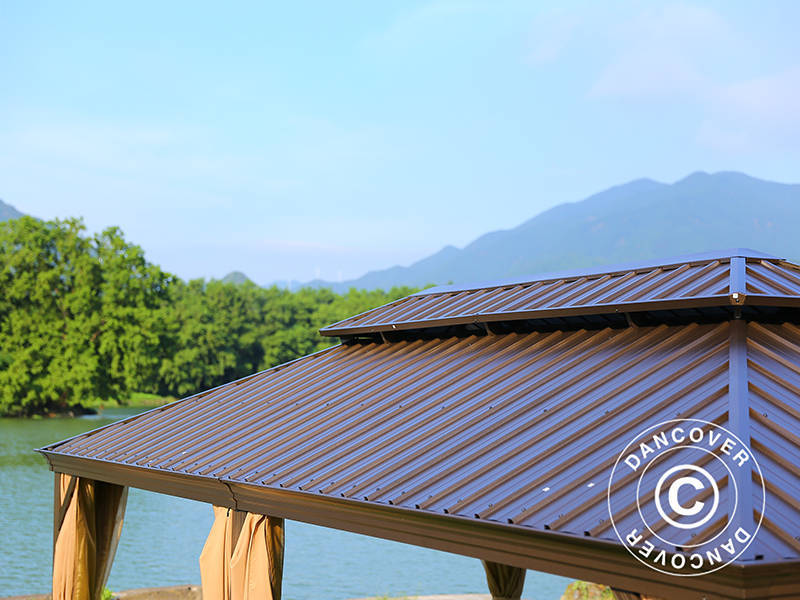 Gazebo Santa Fe w/curtains and mosquito net, 3.65x6 m, Brown