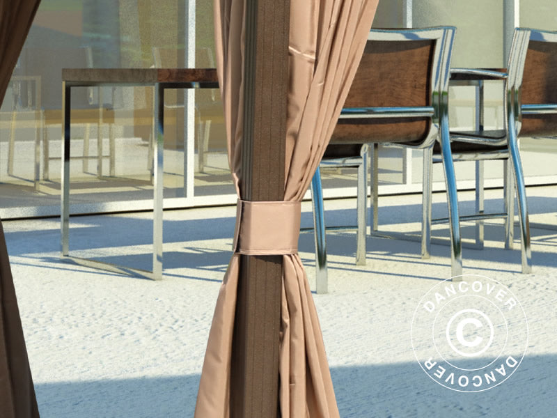 Gazebo San Luis w/curtains and mosquito net, 3x4 m, Brown