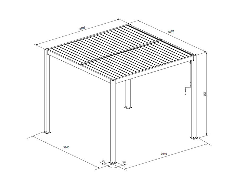 Bioclimatic pergola gazebo San Pablo Alu+, 4x4 m, Black/White