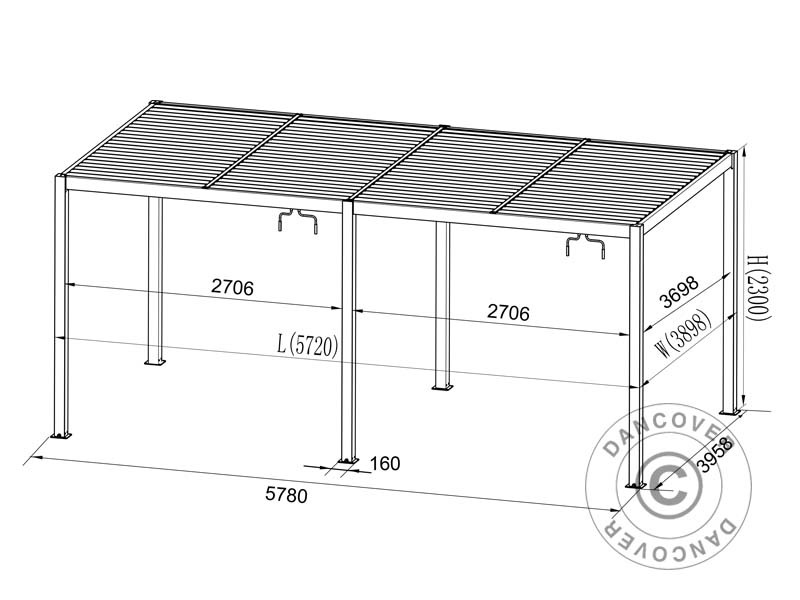 Bioclimatic pergola gazebo San Pablo Alu+, 4x5.8 m, Black