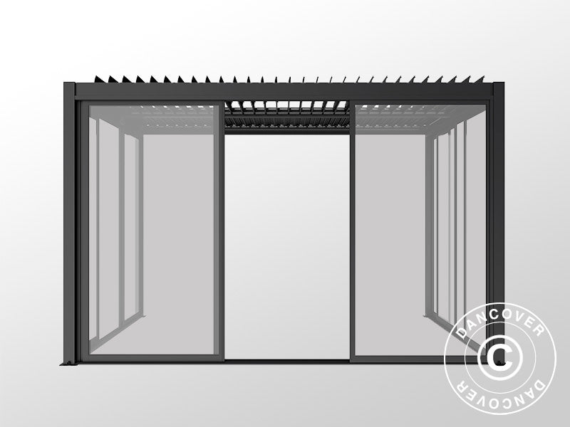 Bioclimatic pergola gazebo San Pablo Alu+ w/sliding doors, 3x4 m, Black