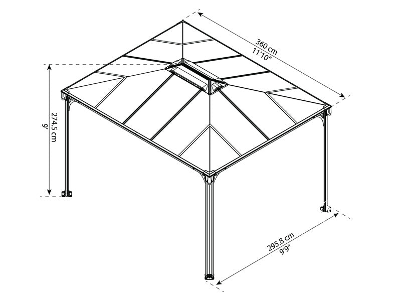 Gazebo Martinique 2.96x3.6 m, Anthracite