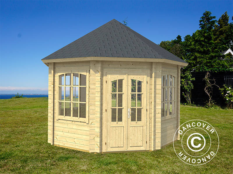 Wooden Gazebo Lorraine, octagonal 3.47x3.47x3.45 m, 44 mm, Natural
