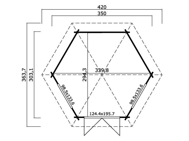 Wooden Gazebo Provence, hexagonal 3.5x3.03x3.18 m, 44 mm, Natural