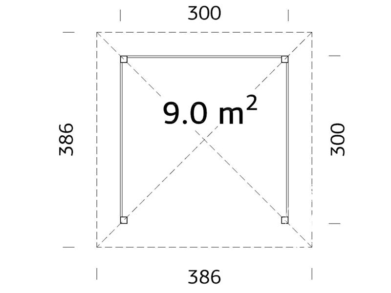 Wooden Gazebo, 3x3x3.23 m, 9 m², Natural